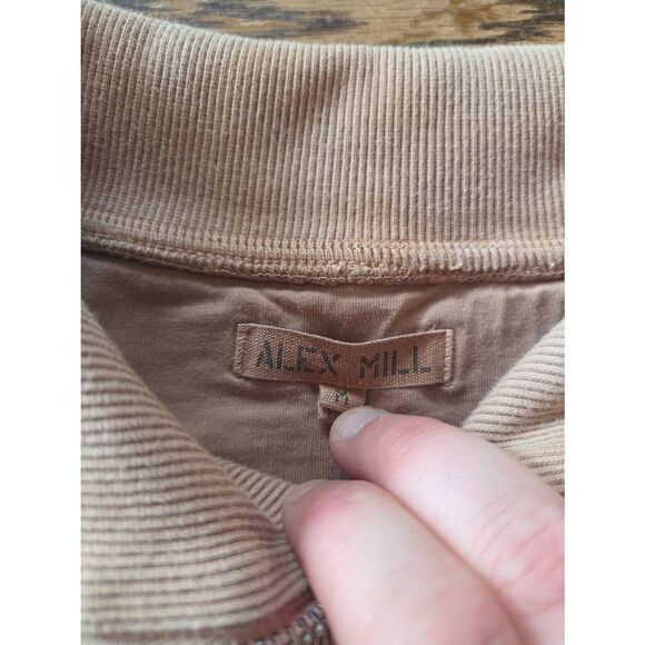 ALEX MILL crosby tan  Cotton-Fleece Half-Zip Sweatshirt sz Medium - Picture 3 of 5